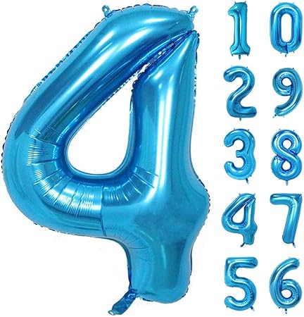 Amazon Lausatek バルーン アルミ風船 数字4 ナンバー 40インチ 大きい 誕生日 ハッピーバースデー 飾り付け 青 記念日 パーティー 約90cm ブルー 風船 バルーン おもちゃ