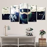 Fxwj Wall Art Vortex Naruto and Kakashi. Canvas Prints Artwork Pictures - 5Pcs Paintings On Canvas for Home Decorations,Frameless+A,100X50cm