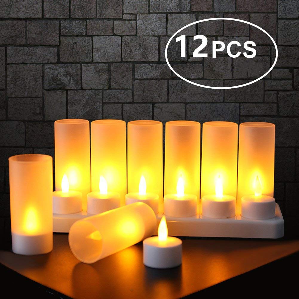Flameless Candles with Rechargeable Base Led Candles Flickering LED Tea