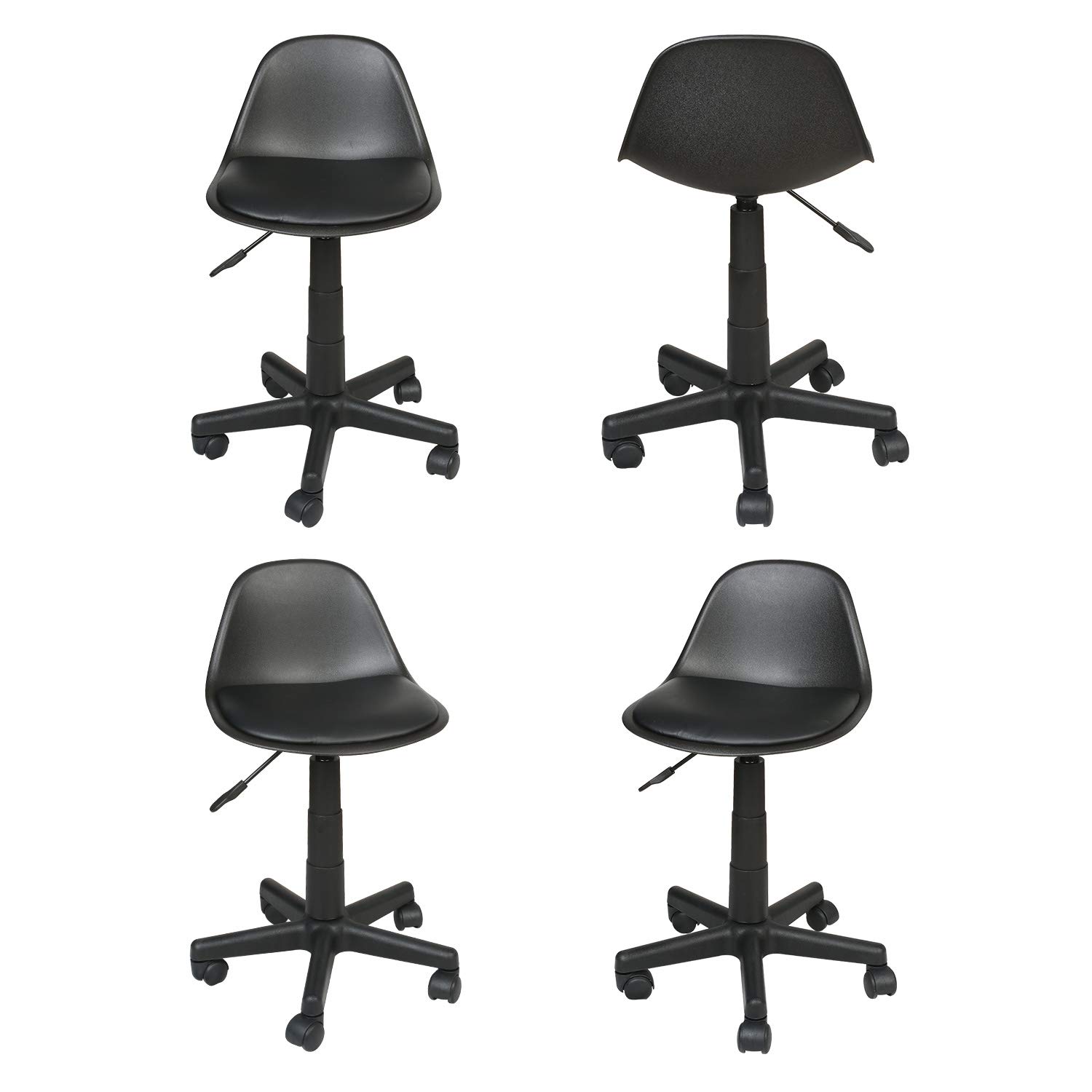 Eclife Office Chair Black LowBack Ergonomic Support PVC Leather