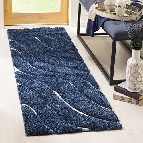 Safavieh Florida Shag Collection SG472-6065 Light Blue and Blue Runner (2'3" x 7')
