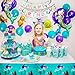Birthday Supplies Cupcake Topper Plates Cups Tattoos Napkins Purple Balloon with Under Sea Themed Little Pool | Serve – 12