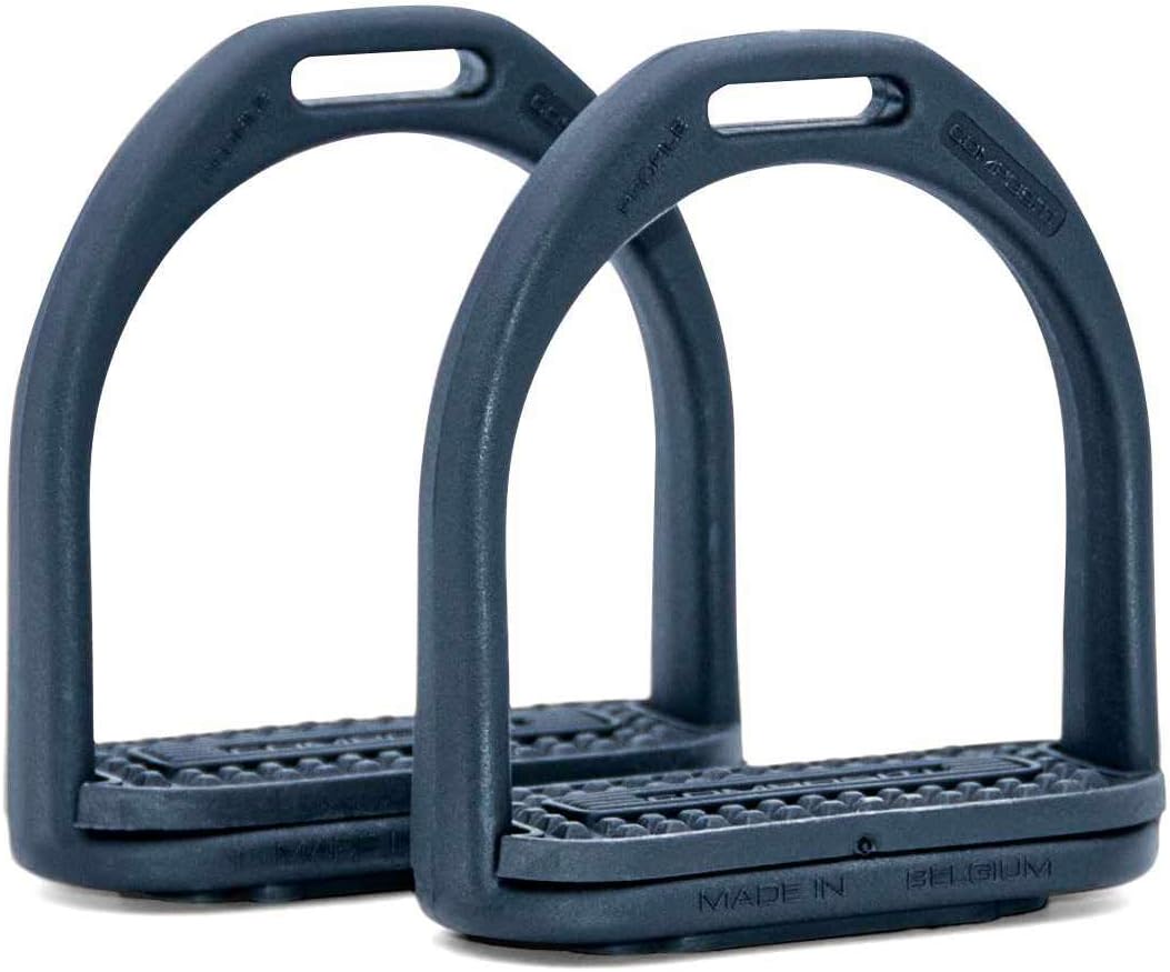 Compositi AMKA Plastic Stirrup Profiles for Children and Teenagers Shock Absorbing Moisture Resistant Elastomer Insert Black