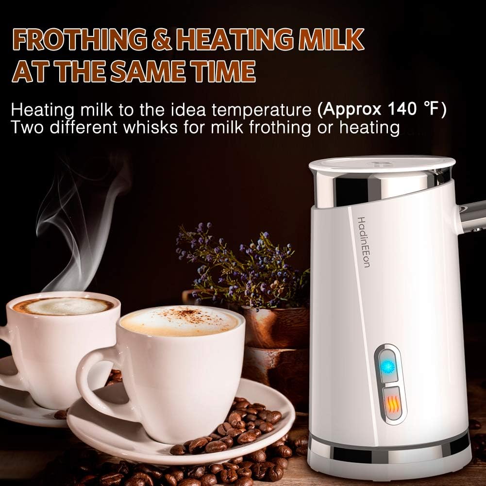 HadinEEon Milk Frother, Electric Milk Frother & Steamer for Making Latte, Cappuccino, Hot Chocolate, Automatic Cold Hot Milk Frother & Warmer (4.4 oz/10.1 oz), Coffee Frother Milk Heater, 120V: Kitchen & Dining