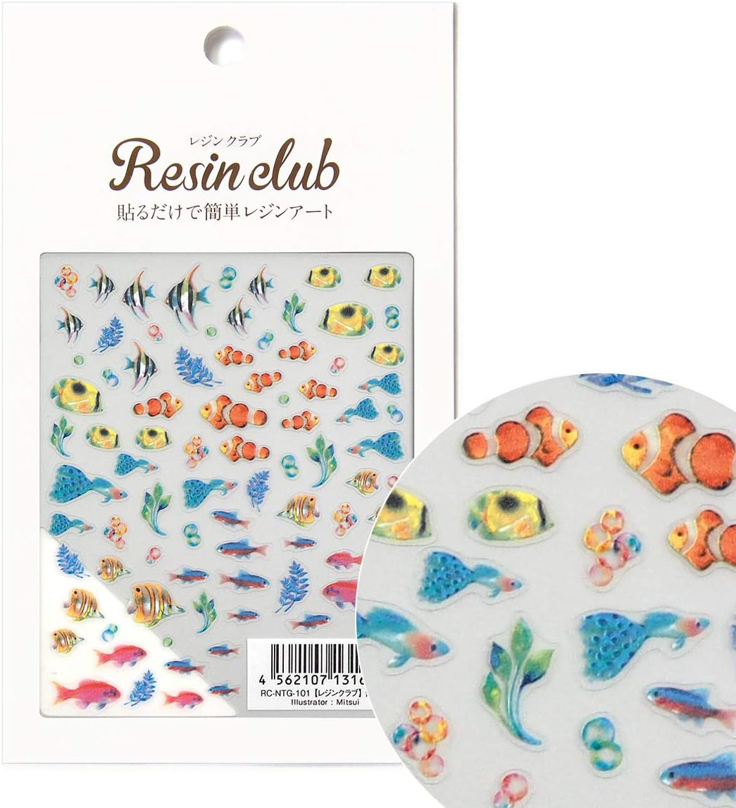 Resin club Tropical Fish (printed on both sides) stickers resin jewelry pendant earrings