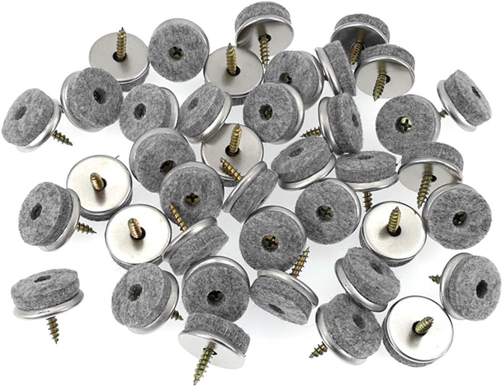 Kinteshun Furniture Glide,Screw-on Antiskid Felt Pad Slider Floor Protector for Wooden Leg Feet of Chair Table Stool (40pcs,Φ24mm or 15/16")