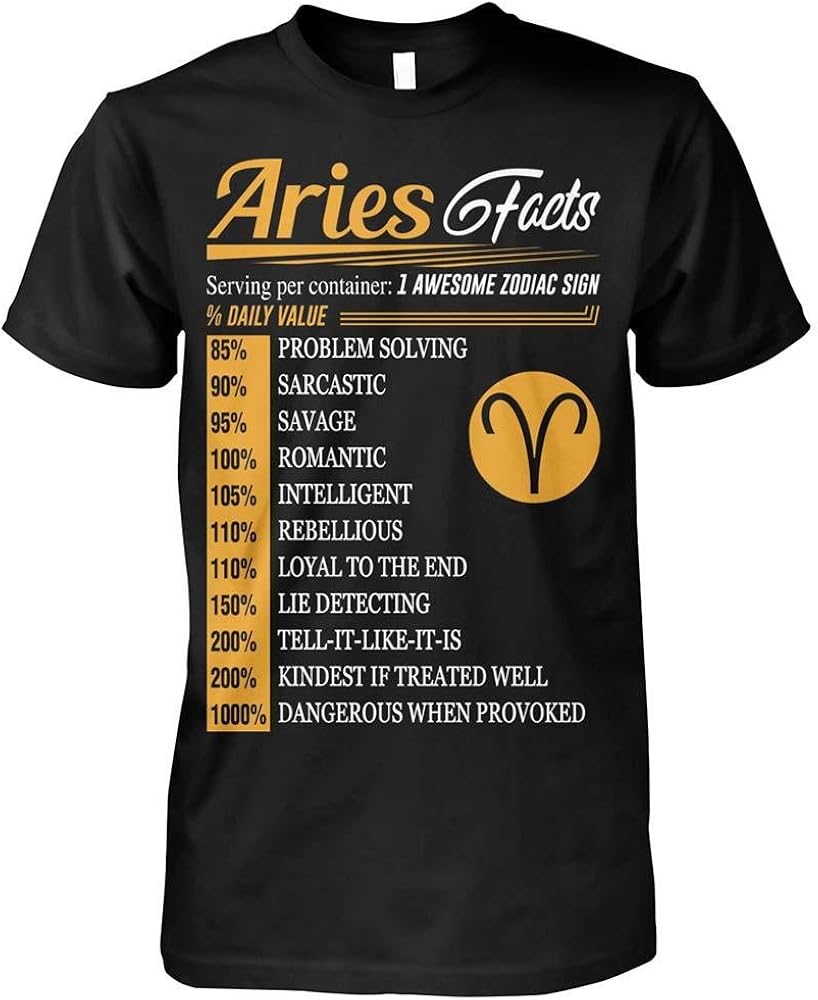 Aries Tshirt Aries Facts Awesome Zodiac Sign Aries Tshirt