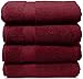MAURA Wine Red Extra Large Turkish Cotton Luxury Bath Towels Set of 4. Ultra-Soft, Thick & Plush Towels for Bathroom - Burgundy