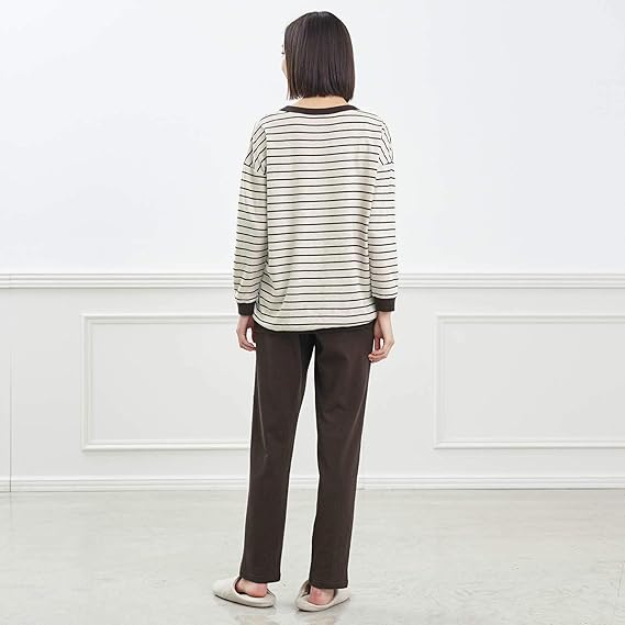 Amazon ベルメゾン やわらか新疆綿100 長袖パジャマ レディース C 杢グレー オフホワイト 日本 3l 日本サイズ3l相当 パジャマ ルームウェアセット 通販