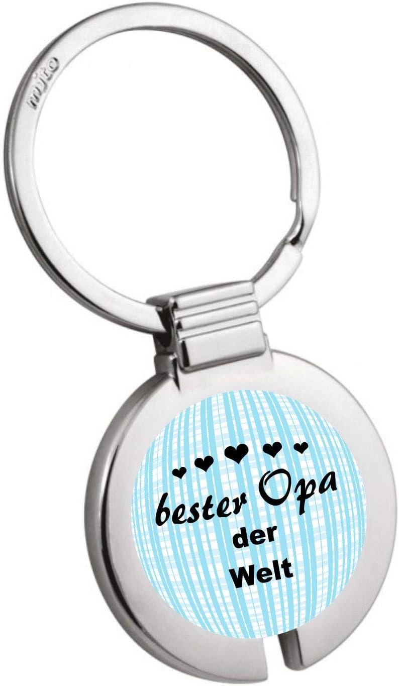 Keyring GX-005 - 'Bester Opa der Welt' with Shopping Trolley Token in Magnetic Holder