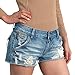 ililily Women Vintage Distressed Light Washed Cotton Jean Pants Denim Shorts, Blue, US-Medium