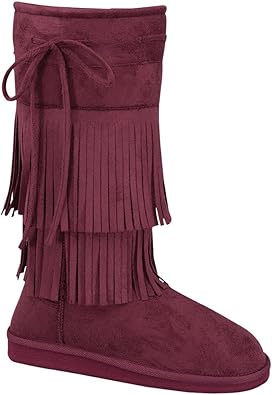 burgundy mid calf boots