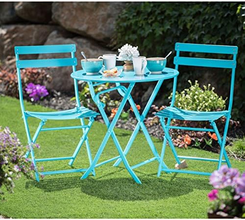 Corvus Eta Blue 3-piece Patio Folding Bistro Set