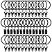 JIOCLIP Curtain Rings with Clips - 1.41'' Interior Diameter, Strong Metal Decorative Drapery Window Curtain Ring with Clip, Set of 40(Black)