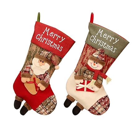 2pcs Christmas Stocking Gift Bag Christmas Stockings Santa Claus