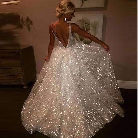 Hhff Kleider Smoking Abendkleider Sexy Tiefes V Kleid Mit Offenem Rucken Und Pailletten Pailletten Kleid Amazon De Garten