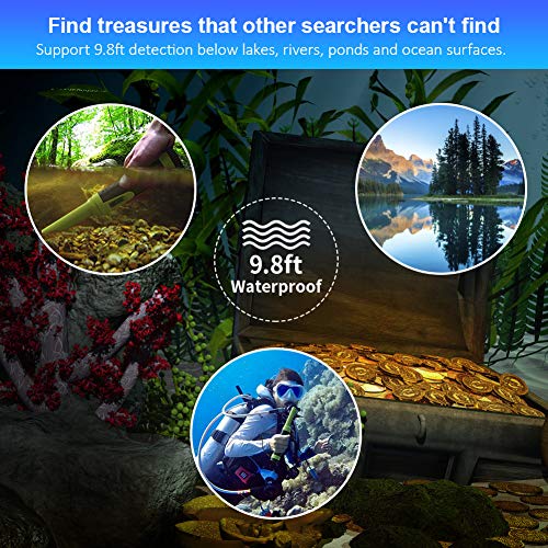 VOLADOR Portable Metal Detector, IP68 Fully Waterproof Pinpointer with LCD Display, Handheld Pin Pointer, Treasure Finder Unearthing Tool with Lanyard, Holster, 9V Battery