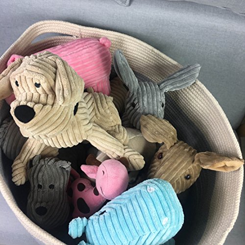 Iceblue 21.6''X16.9''X11.8'' XXL Jumbo Toy Storage Cotton Rope Basket Hamper with Invisible Handles