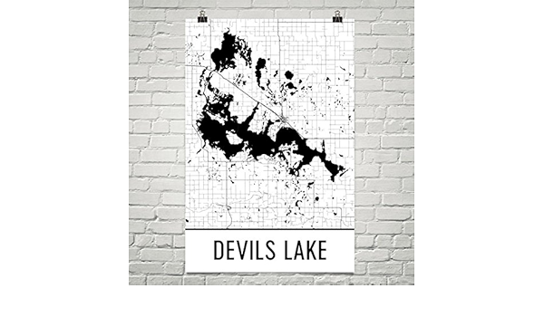 Amazon Com Modern Map Art Devils Lake North Dakota Devils Lake Nd Devils Lake Map North Dakota Map Lake House Decor Lake Map Devils Lake Print Devils Lake Poster 12 X18 Posters Prints