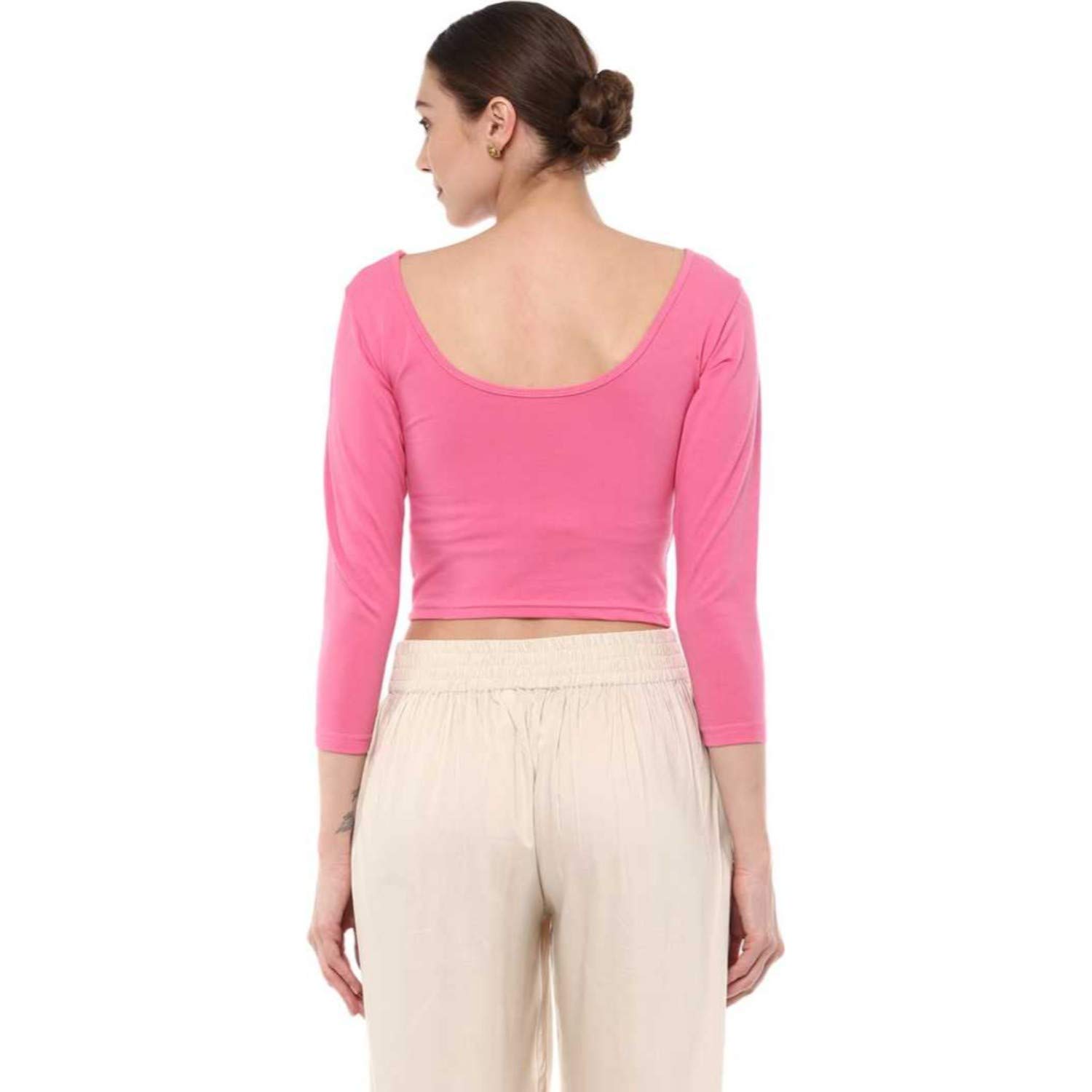 fressia fabrics women's cotton readymade saree blouse stretchable crop top choli