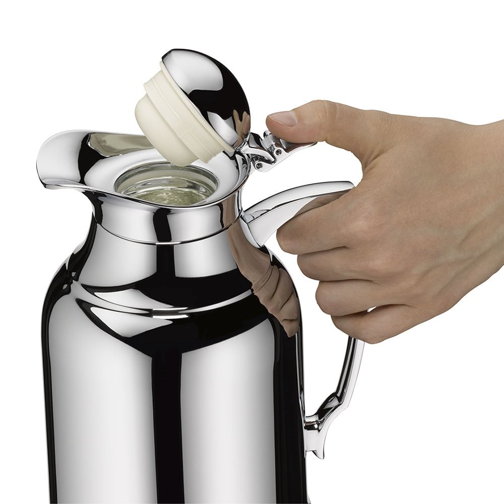 alfi Opal Glass Vacuum Chrome Plated Brass Thermal Carafe for Hot and