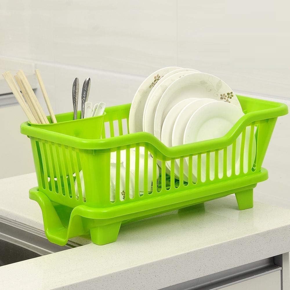 Floraware 3 in 1 Large Sink Set Dish Rack Drainer with Tray for Kitchen, Multicolour