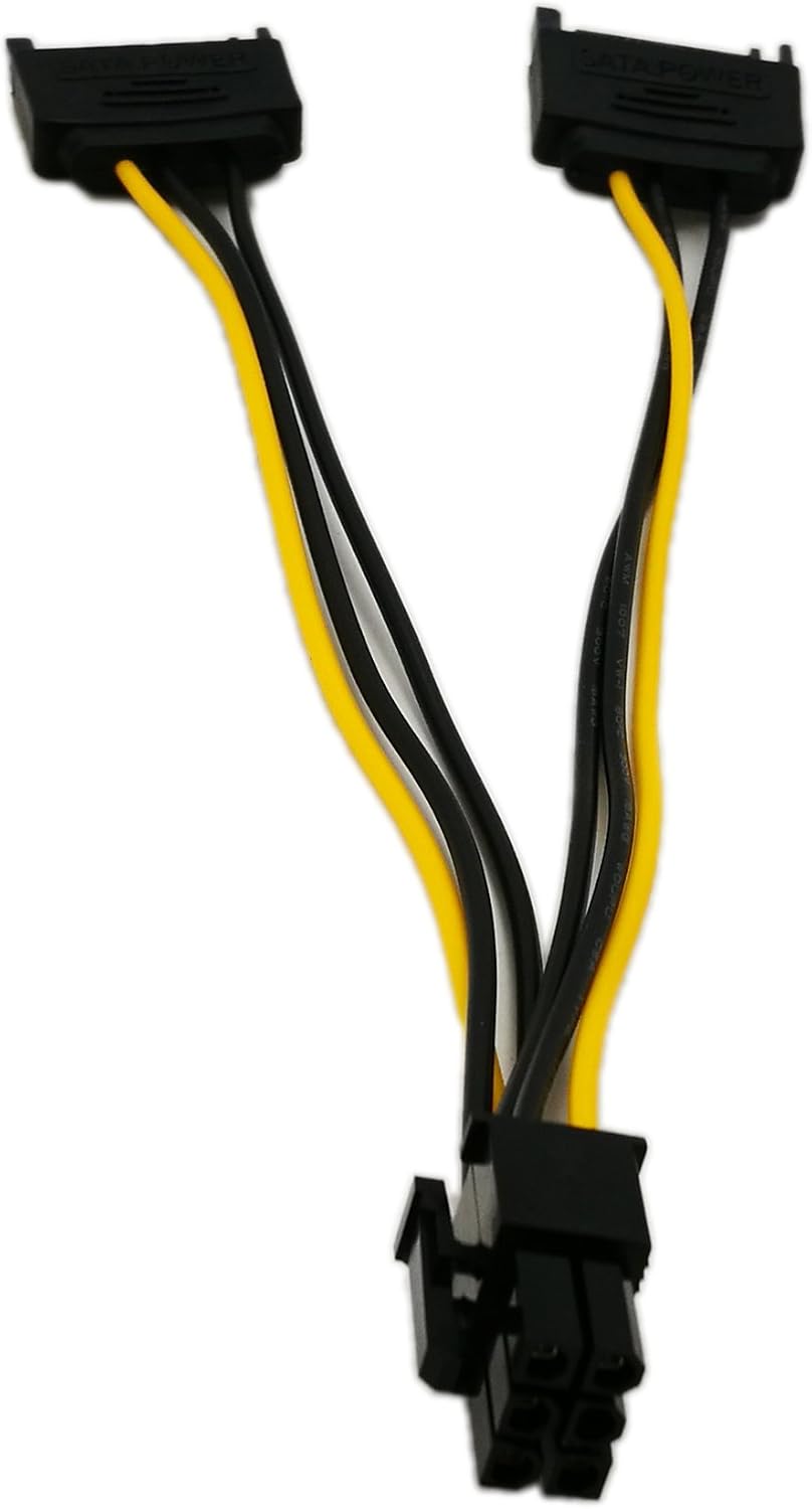 zdyCGTime 6-Inch 6 Pin PCI to 15Pin SATA Power Splitter Express Video Card Power Cable Adapter, BLACK - Image 5