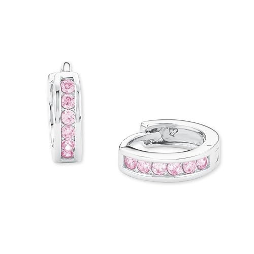 Prinzessin Lillifee Kinder-Creolen (12 mm) aus 925 Sterling-Silber mit Zirkonia rosa
