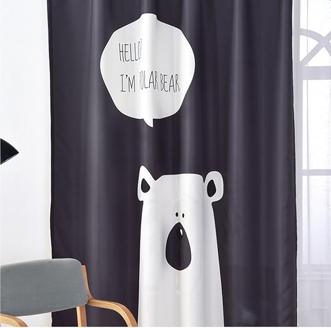 Gwell Rideau Occultant A Oeillets Rideaux Thermique De Fenetre De Chambre Enfant Ours Traces Blanc 1 Piece Amazon Fr Bebes Puericulture