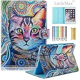 iPad Mini Case - LittleMax(TM) Synthetic Leather Auto Wake/Sleep Stand Case [Card Holder] Flip Folio Wallet Case Cover for iPad Mini 3/2/1 [Free Cleaning Cloth,Stylus Pen]--03 Lovely Cat