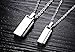 Couples Necklace with Rectangle Titanium Stainless Steel Pendant,His & Hers Matching Set Lovers Gift(Love Devotion)