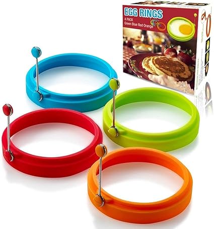 Ei Ringe Silikon 4 Pack Neu Perfekt Runde Antihaft Spiegelei Mold Kochen Ringe Pfannkuchen Formen Zum Fruhstuck Mittagessen Abendessen 4 Farbe Nicht Mehr Eggy Pan Mess Amazon De Kuche Haushalt