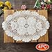 Elesa Miracle 12 X 18 Inch 4pc Handmade Beige Oval Crochet Cotton Lace Table Placemats Doilies Set, Oval, Beige