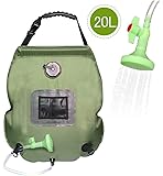 Frebw Solar Shower Bag, Summer Solar Heating 5 gallons/20L Camping Shower Bag with Removable Hose and On-Off Switchable Shower Head for Camping Beach Swimming Outdoor Traveling Hiking
