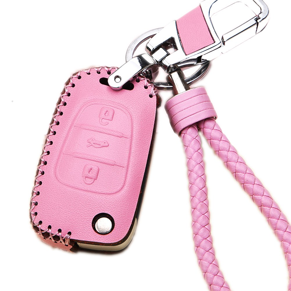 半額品 革キーfobケースカバーシェルfor Kia Sportage Optima Rio Soul K5 K2 Hyundai 30 I35フリップリモート車キーホルダー保護バッグスキンwith Braidedキーチェーンキーリングオートアクセサリーギフト S ピンク B07bbmfsy8 ピンク 保証書付 Candyland Script Co Il