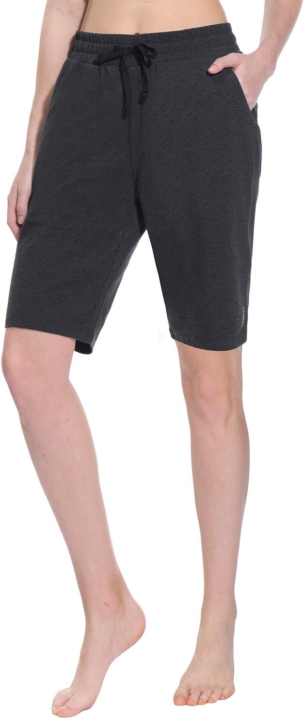 TAIBID Women's Active Lounge Bermuda Shorts Cotton Fitness Activewear Yoga Workout Running Shorts with Pockets, Size S - XXL