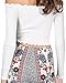 PRETTODAY Women's Sexy Off Shoulder Crop Tops Short Sleeve Shirts Casual Slim Tees
