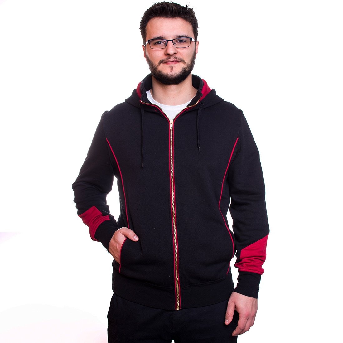 black cotton hoodie mens
