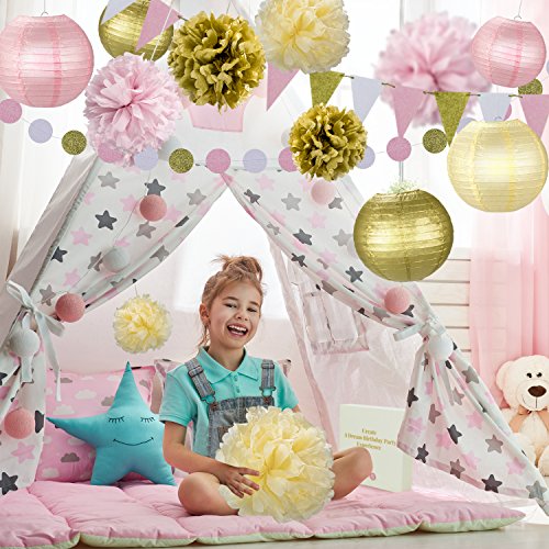 image for The Classic Decor 31 Pcs of Pink Gold and Cream Birthday Party Decorat
