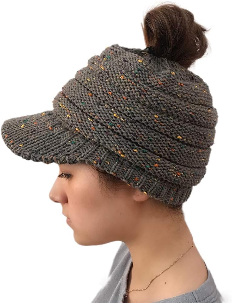 Damen Strickmütze Mit Abnehmbaren Haarverlängerungen – 50,8 Cm Haarlänge, Wintermütze, Verschiedene Farben