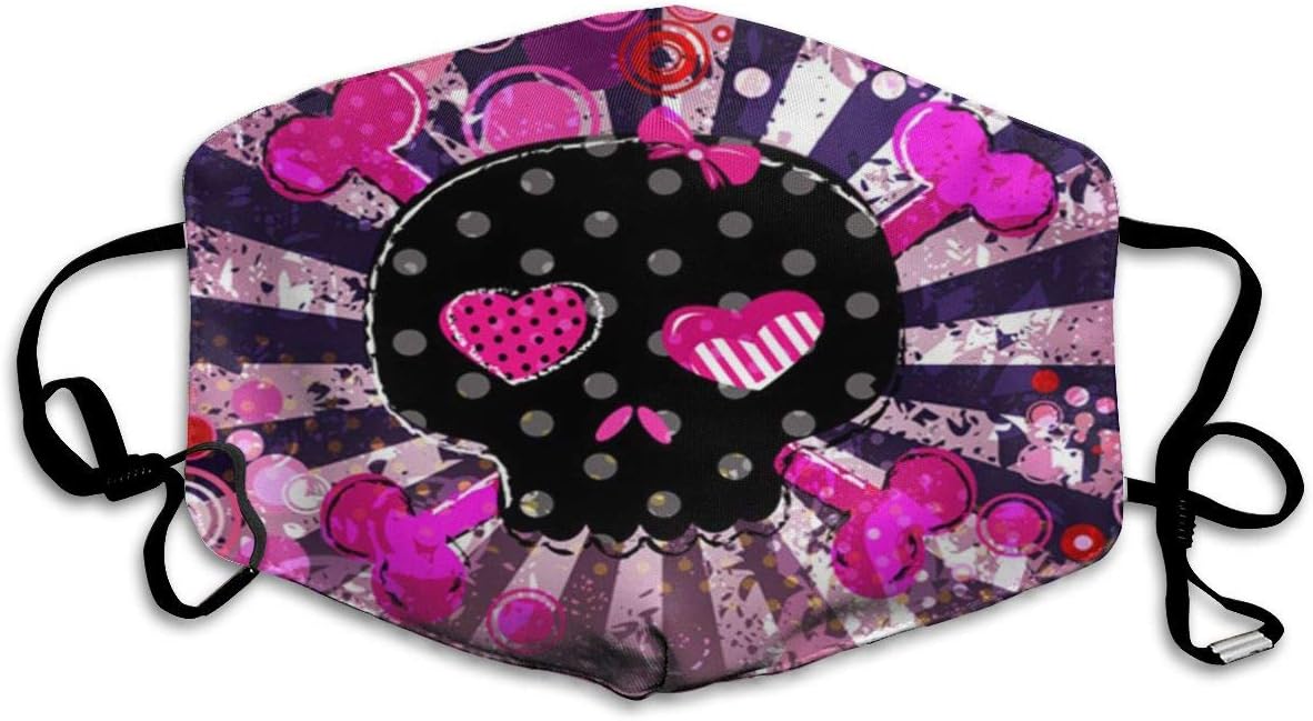 SZjinghao Anti Pollution Dust Mask,Washable And Reusable Face Mouth Mask For Cold Weather Pink Girly Cute Aggressive Girlish Skull In Red Emo Bow Girl Sweet Black Bone