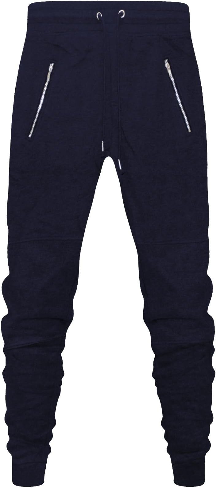 Divided New Mens Skinny Slim Fit Joggers Jogging Bottom Fleece Gym Pants Zip Pockets