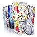 Pandaria 30 oz Stainless Steel Vacuum Insulated Tumbler with Lid - Double Wall Travel Mug Water Coffee Cup for Ice Drink & Hot Beverage, Sugar Skull