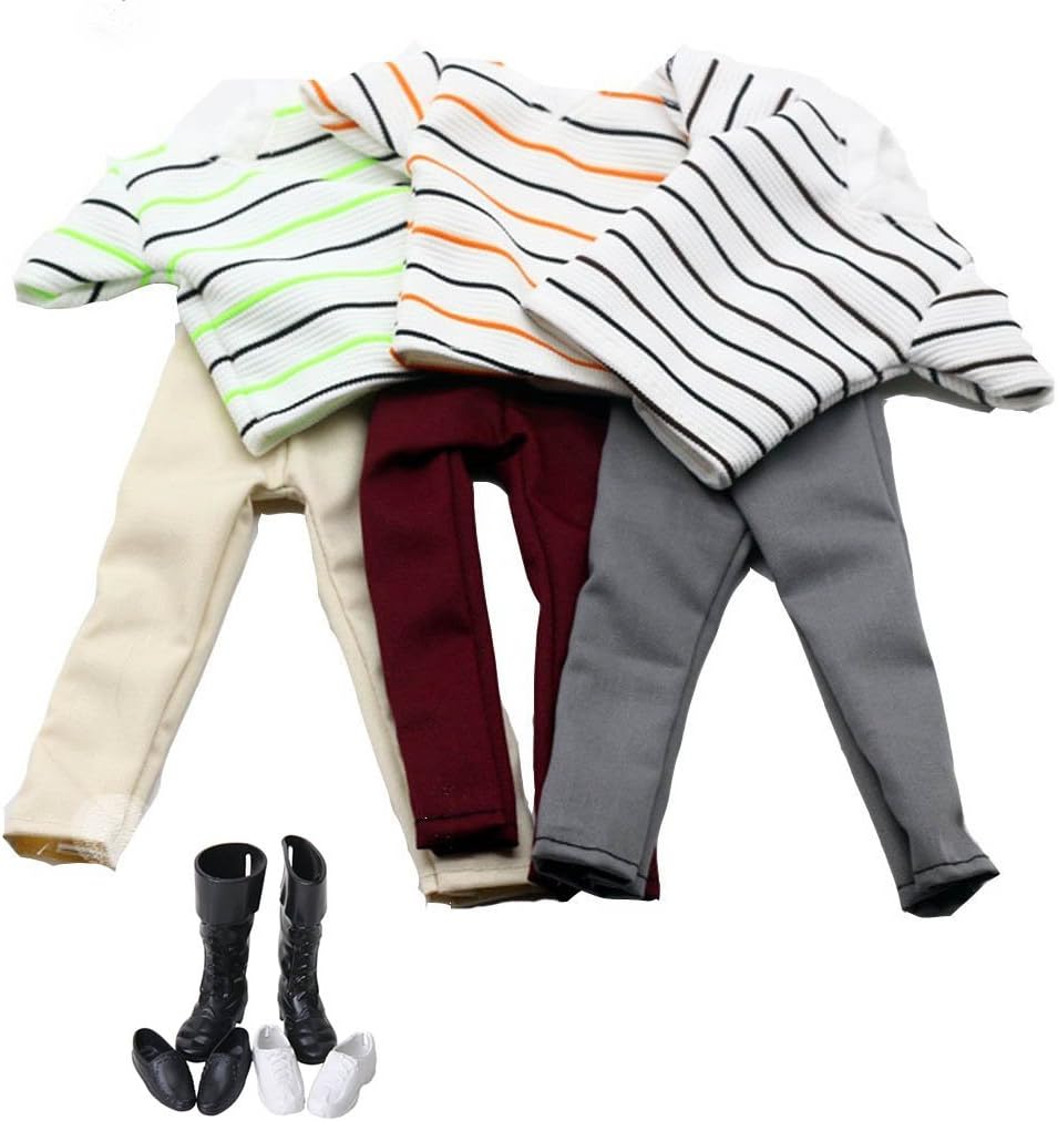 Lance Home Clothes for Dolls, 3 Sets Casual + 3 Pairs Shoes for 11.5" Boy Friend Doll, Xmas Gift
