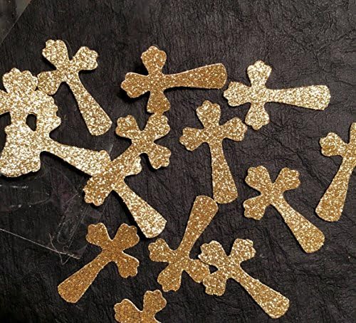 100 Glitter Cross Confetti Table Decor, MANY COLORS AVAILABLE