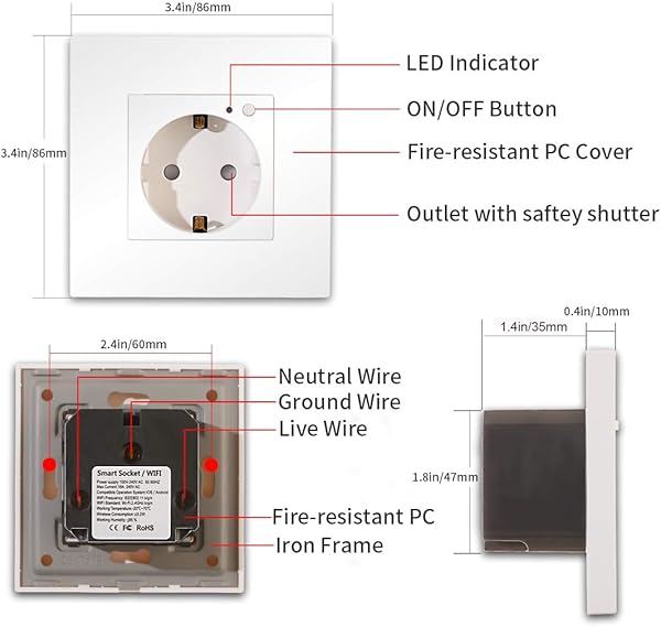 CNBINGO Enchufe inteligente compatible con AlexaGoogle Homedispositivo IFTTT 16 Amp Single WiFi hembra con botn encendidopantalla aplicacin Smart Life mando a distancia de 1 enchufe