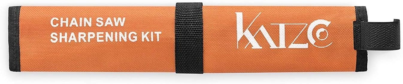 Katzco Chainsaw Sharpener File Kit - Contains 5/32, 3/16, and 7/32 Inch Files, Wood Handle, Depth Gauge, Filing Guide, and Tool Pouch - for Sharpening and Filing Chainsaws and Other Blades: Garden & Outdoor