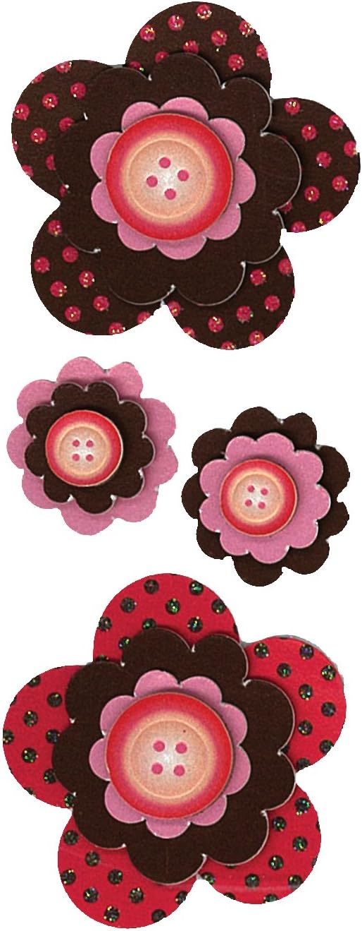 EK Success Polka Dot Flowers, Red and Pink