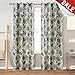 jinchan Linen Curtains for Living Room, Blue Floral Paisley Patterned Curtains 84 Inch Length, Light Filtering Ikat Drapes for Bedroom, Vintage Farmhouse Window Treatments, Grommet Top 2 Panels, Blue