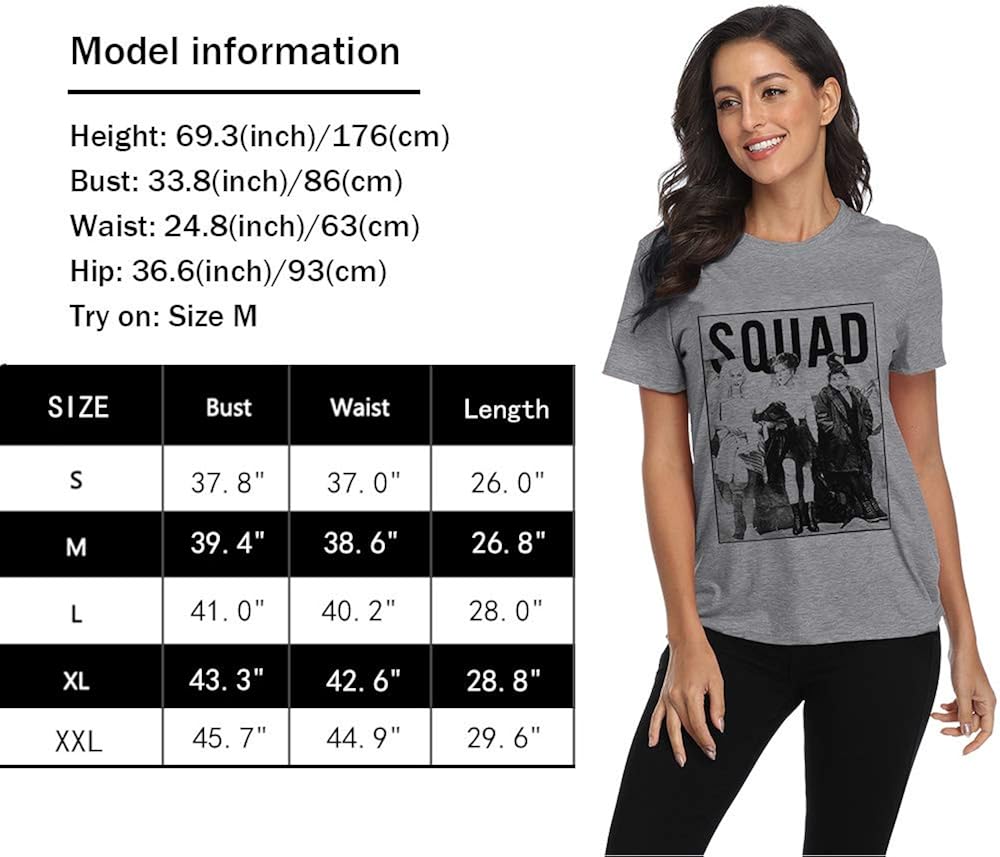 Womens Halloween Squad T-Shirt Funny Sanderson Sisters Graphic Tee Top Shirts: Clothing